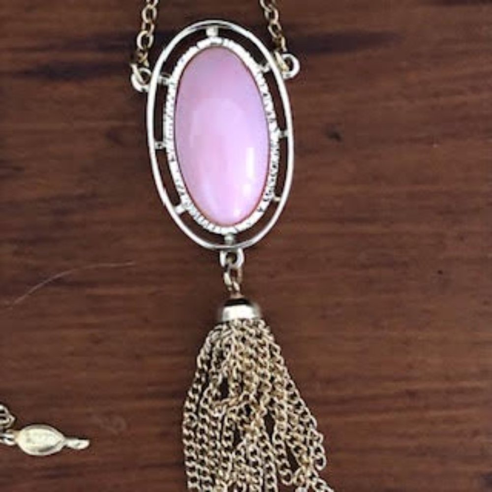 Sarah Coventry Pink Oval Stone Pendant